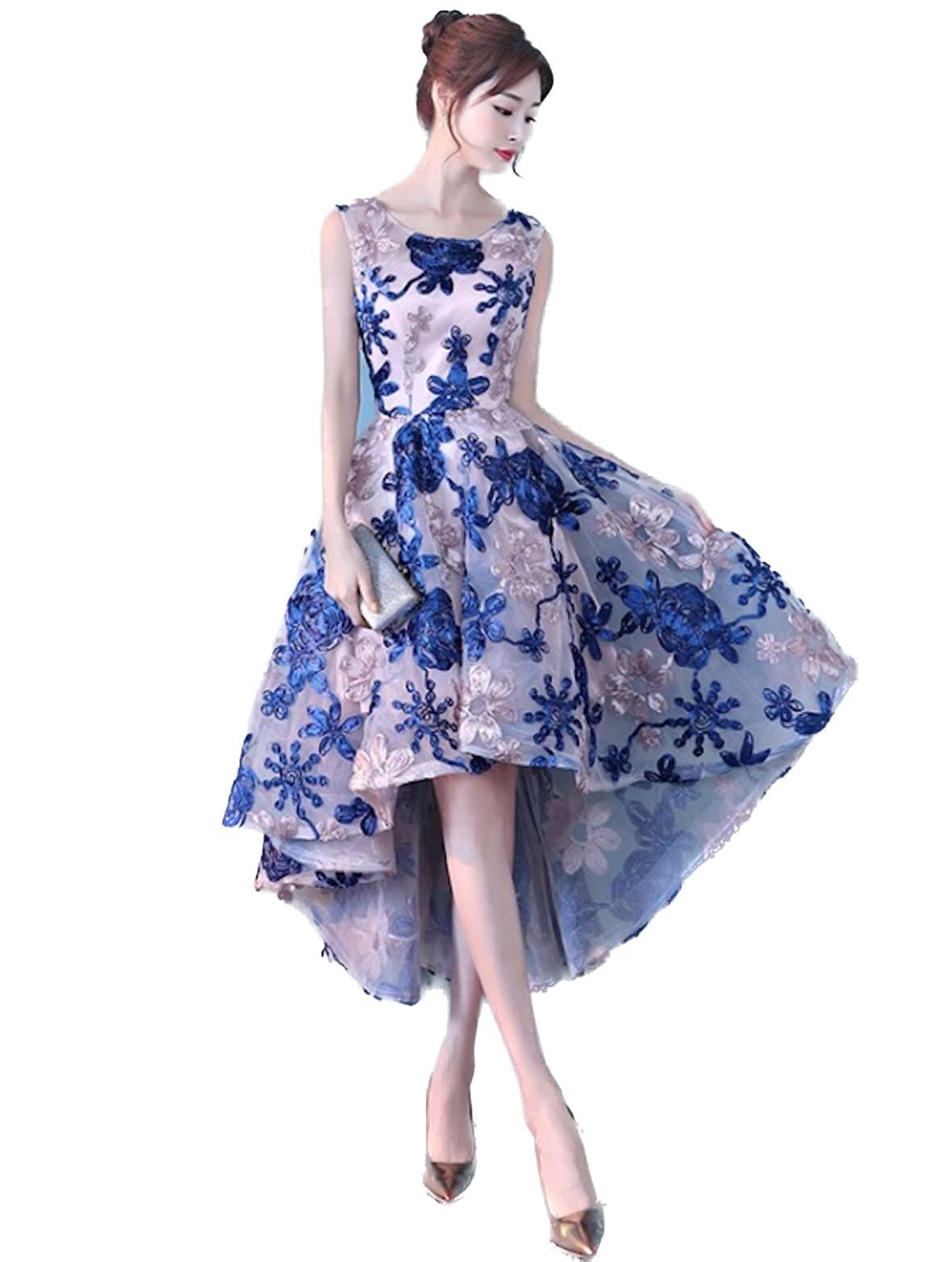 EightSTAR Dress パーティードレス ピアノ発表会 ドレス 大人 結婚式ドレス Aライン お呼ばれ ワンピース 刺繍 フィッシュテール ノースリーブ 20代 30代 M ピンク