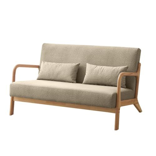 オーエスジェイ OSJ ソファ ソファー カウチ 2人掛け 幅約130㎝ 天然木脚 レトロモダン 家族用 ファブリック素材 生地 エクルベージュ
