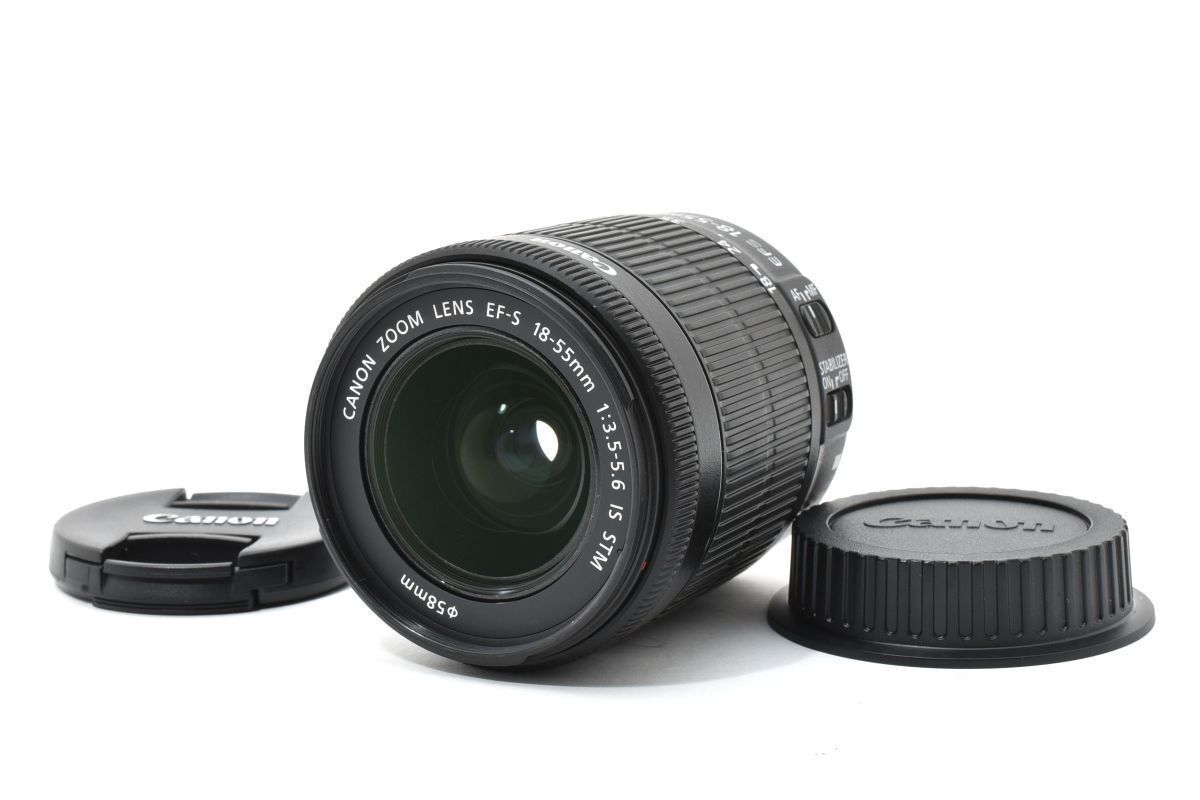 美品 Canon EF-S 18-55mm F3.5-5.6 IS STM 純正フード 保護フィルター