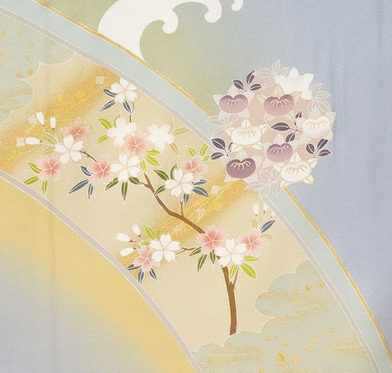 刺繍入多色染 王朝四季花文上品染訪問着