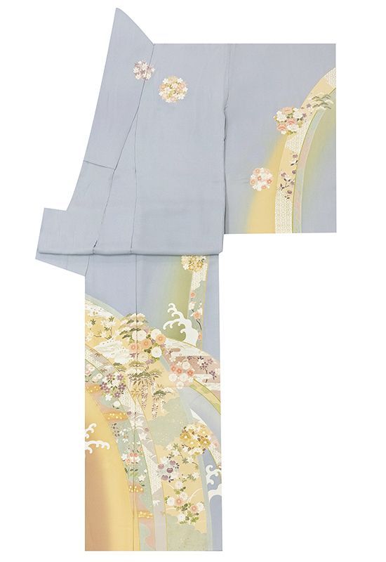 記念感謝祭 仕立無料 特撰本加工京友禅伝統工芸手描き美術 本金 刺繍入多色染 王朝四季花文上品染訪問着 10012413