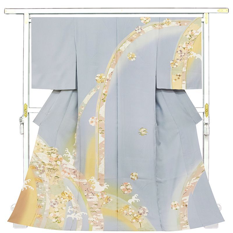 刺繍入多色染 王朝四季花文上品染訪問着