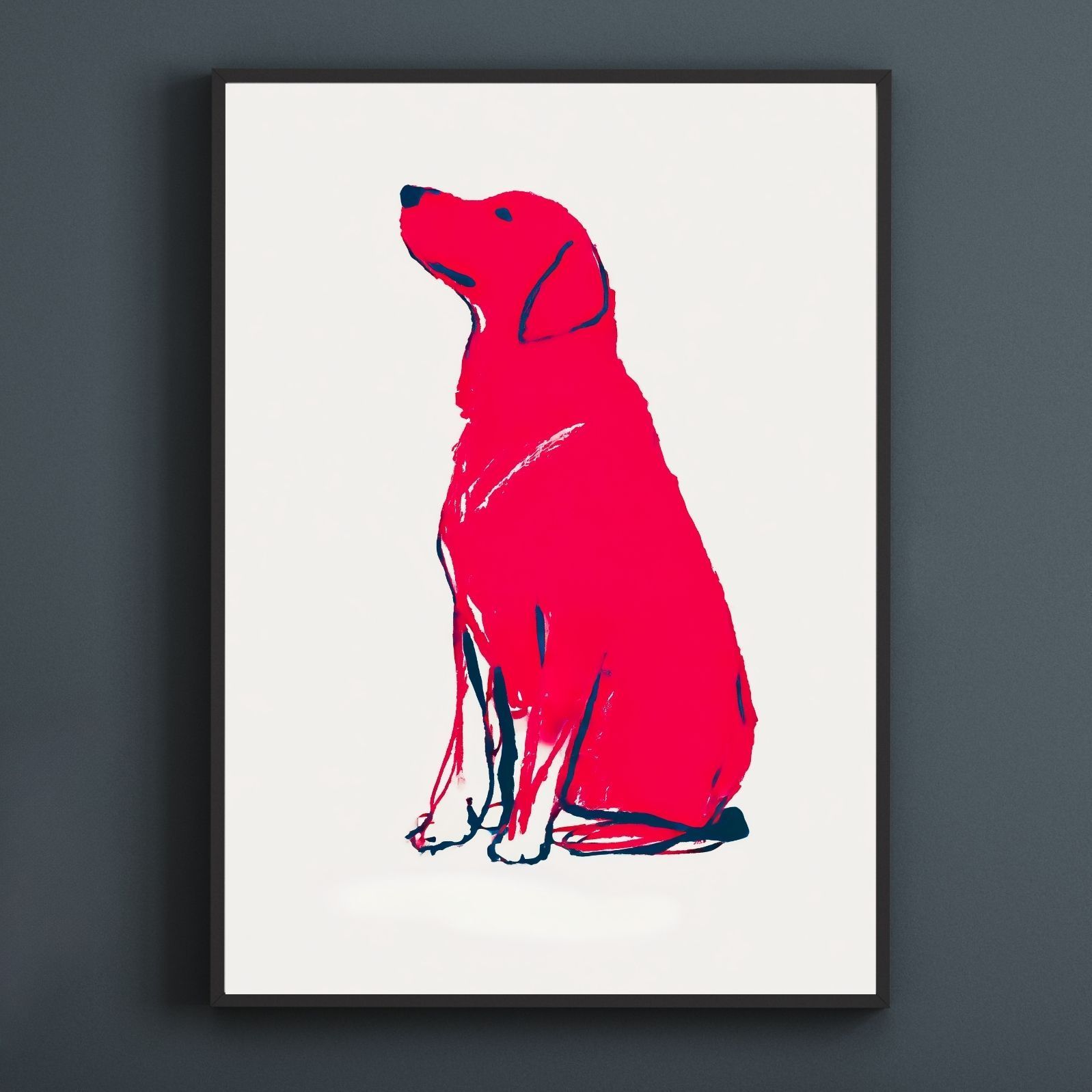 名入れOK Red Line - ゴールデンレトリバー犬 No.1 アートポスター ペットロス 北欧モダン ミニマルインテリア カフェスタイル