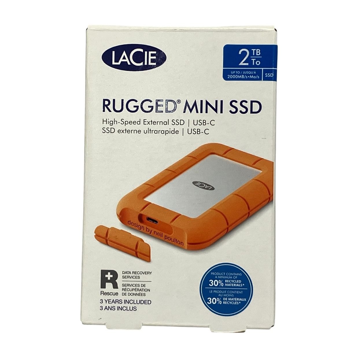 LACIE RUGGED MINI SSD 2TB PC 周辺機器 ソリッドステートドライブ USB3.1 USB-C 耐衝撃 ♥ 未開封 T10573578