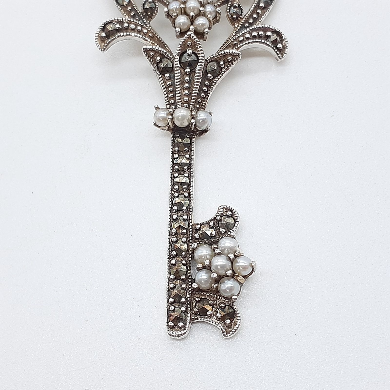 【碌山】Rokuzanロクザンパール＆マーカサイト 鍵 ペンダントシルバー925 704p0007-0.jpg