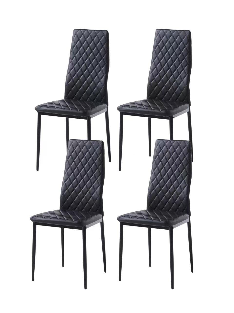 菱形 食卓椅子 レトロ イス 北欧 椅子 コンパクト レザー リビングチェア 4脚セット ブラック ダイニングチェア