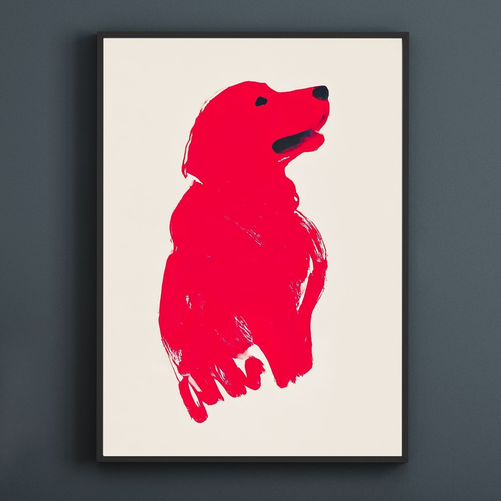 名入れOK Red Line - ゴールデンレトリバー犬 No.2 アートポスター ペットロス 北欧モダン ミニマルインテリア カフェスタイル