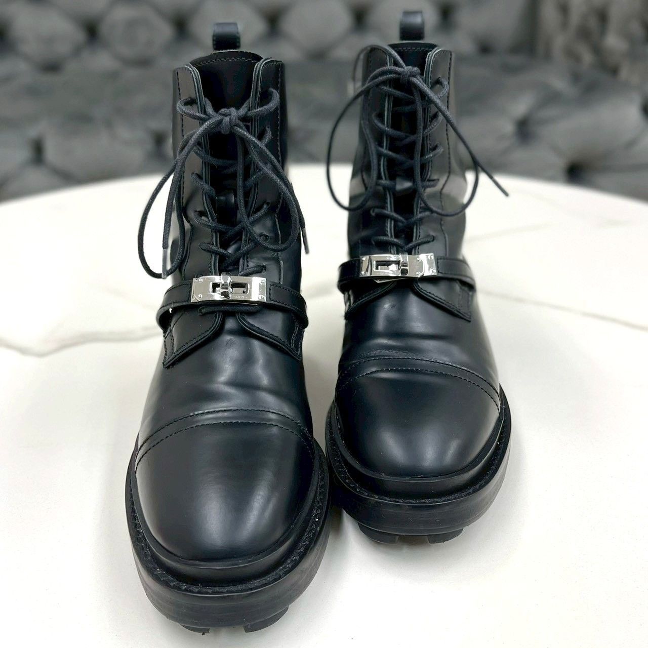 エルメス ファンク 黒 レザー ケリー金具 ブーツ サイズ38