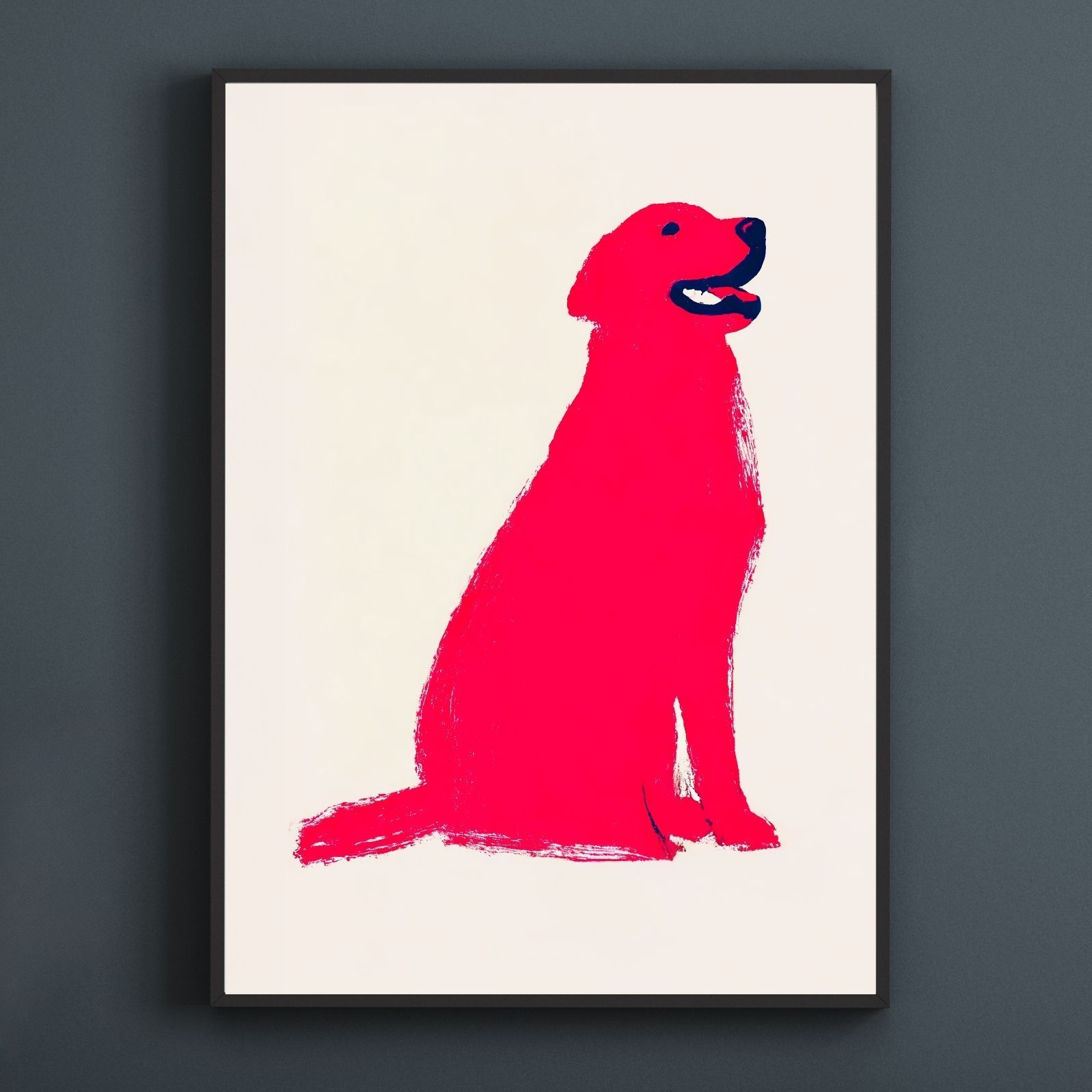 名入れOK Red Line - ゴールデンレトリバー犬 No.3 アートポスター ペットロス 北欧モダン ミニマルインテリア カフェスタイル