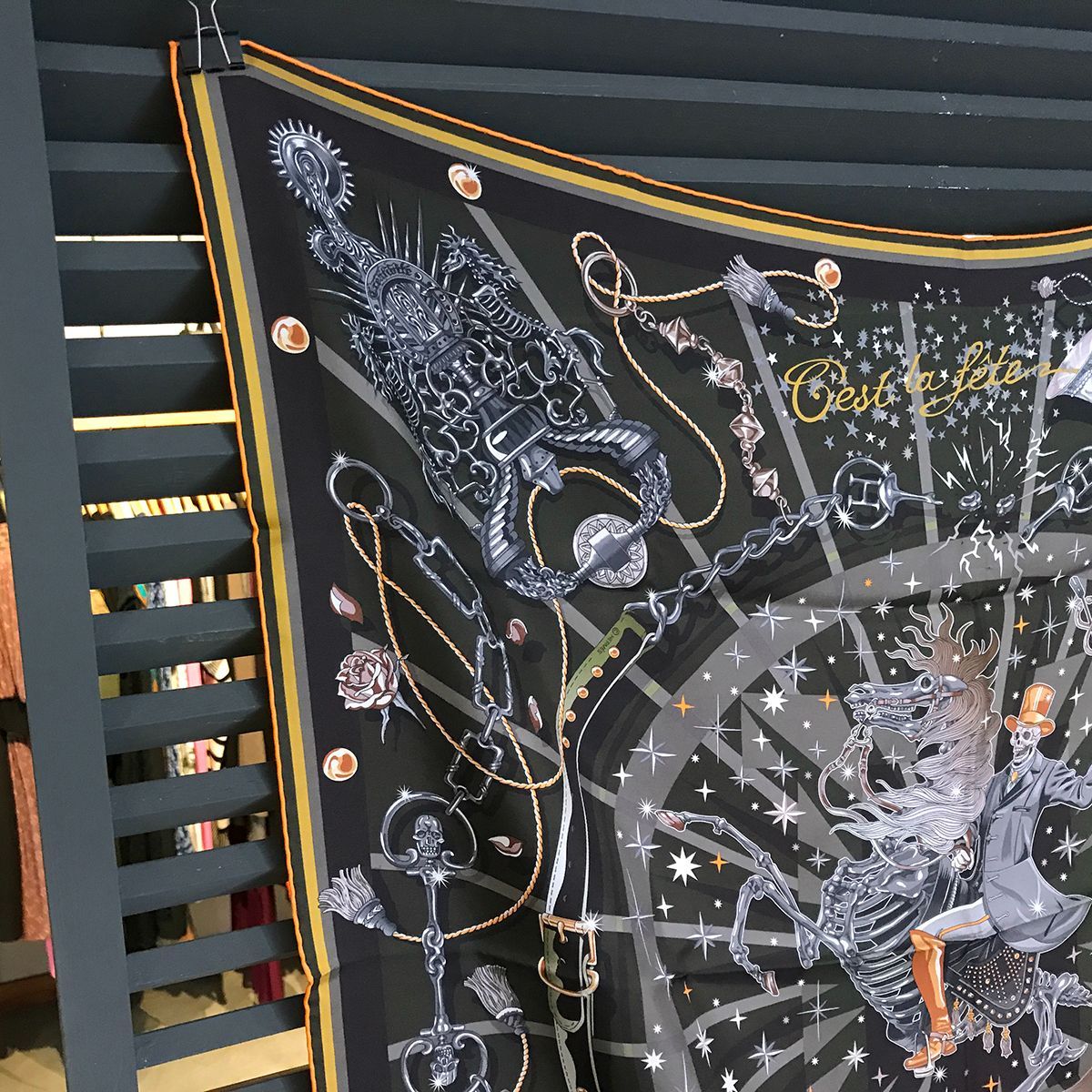 エルメス カレ90 ダブルフェイス セラフェット 野村大輔 スカーフ カーキ アントラシット グリ 14581