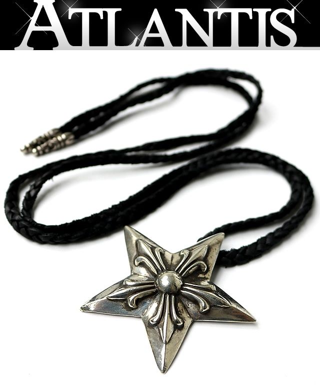 CHROME HEARTS 銀座店 クロムハーツ 5Pラージ スター ペンダント レザーブレイド シルバー SV925 黒 100945