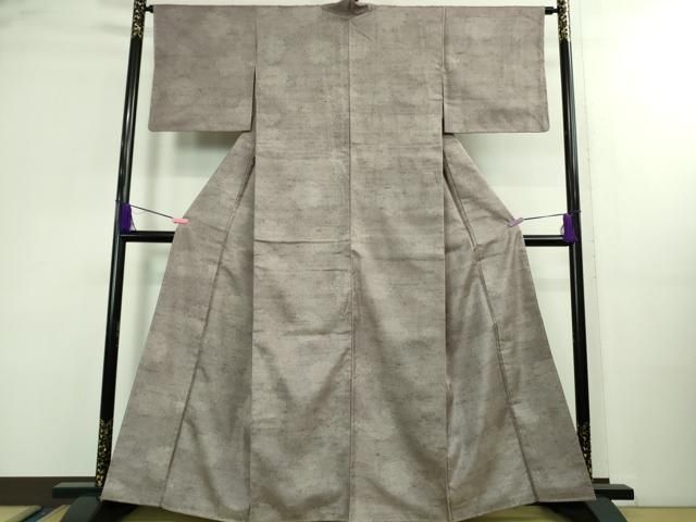 平和屋着物 上 石川県指定無形文化財 牛首紬 白山工房 手織り 江戸小紋 行儀 雪輪尽くし 古代紫色×白 DZAA9920kh5