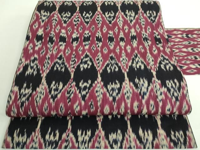 平和屋着物■極上　京都染織メーカー・貴久樹謹製　イカット　綿　全通柄　九寸名古屋帯　手織　証紙付　逸品　未使用　逸品　DZAB0017kh5 平和屋着物□極上 京都染織メーカー・貴久樹謹製 イカット 綿 全通柄