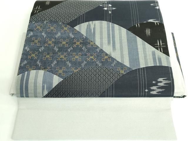 平和屋着物 上 つけ帯 紬地 花織 切嵌 さが美扱い DZAB0026kh5