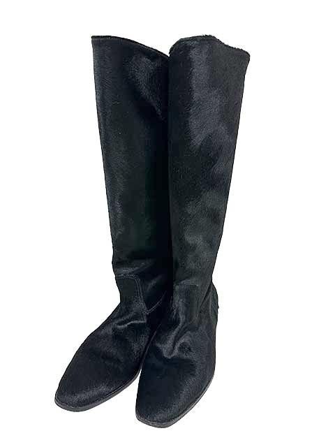 MANOLO BLAHNIK マノロブラニク 靴 ロングブーツ ハラコ ブラック 36 1|2＿S02＿s-0233-r02＿セルモアから