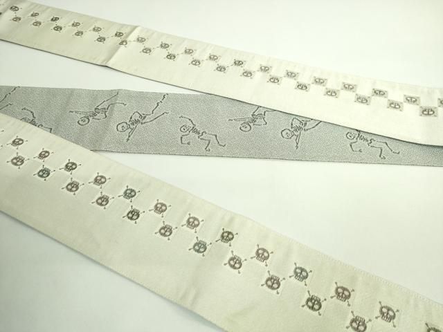  平和屋着物 上 男性 両面 角帯 ドクロ 骸骨 銀糸 kh 5 角帯 帯
