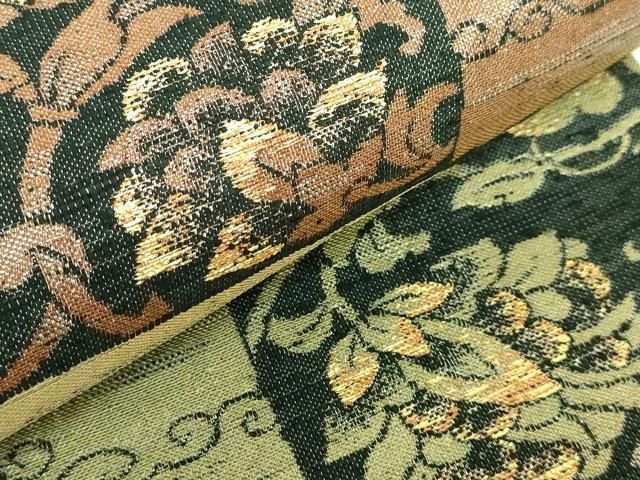 平和屋着物□極上 西陣 廣部商事謹製 両面 全通柄袋帯 まわた紬 市松