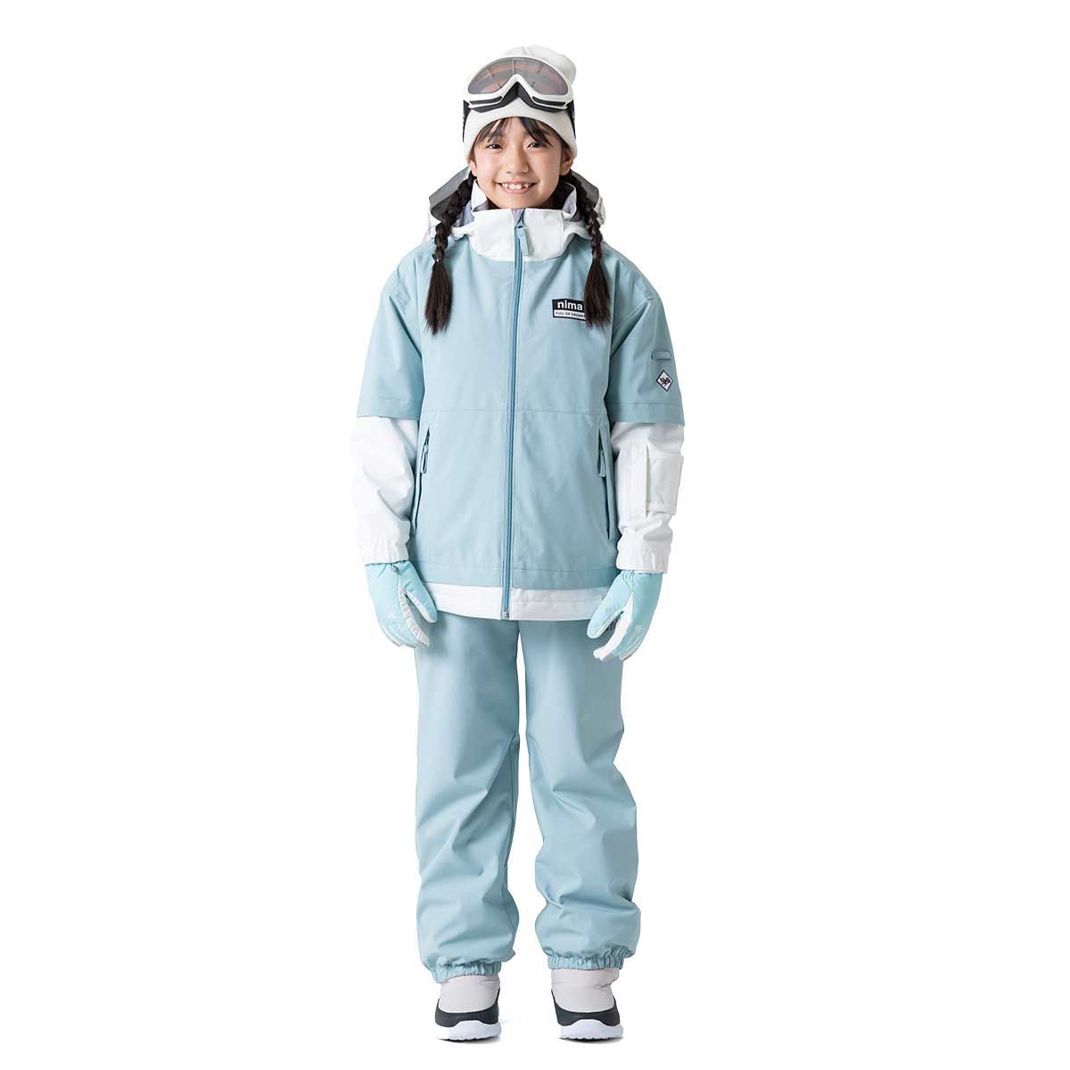 nima ニーマ キッズ ジュニア 子ども スキーウェア 上下セット スノーウェア スキー スノーボード ウィンタースポーツ JR-1507 ブルーグレー