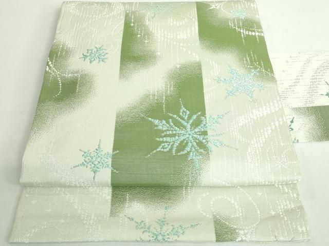 平和屋着物□極上 半幅帯 BANKAN わものや 猫 唐草 黒地 銀糸 逸品