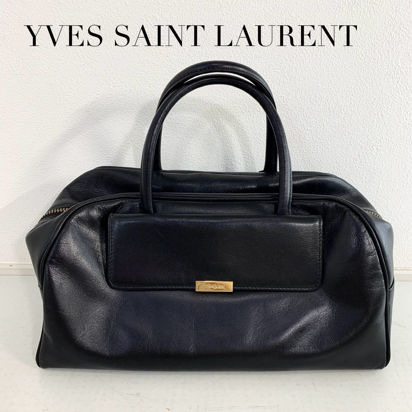 Yves Saint Laurent イヴ・サンローラン ボストンバッグ ブラック ロゴ 