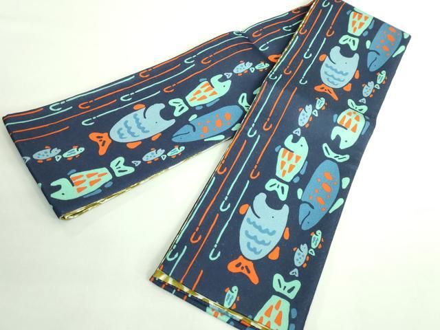 平和屋着物■極上　両面　半幅帯　魚　花菱　DZAB0271kh5 平和屋着物□極上 両面 半幅帯 魚 花菱 DZAB0271kh5 - メルカリ