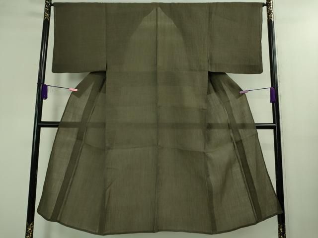 平和屋着物 上 夏物 男性 本場小千谷ちぢみ 麻 色無地 千歳茶色 DZAB0309kh5