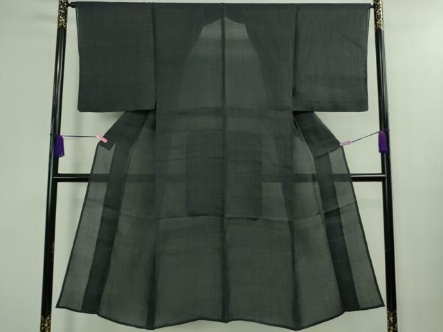 平和屋着物 上 夏物 男性 石川県指定無形文化財 能登上布 本麻手織上布 100亀甲 総詰め 濃紺地 kh 5