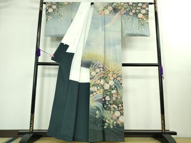 平和屋着物 上 染色作家 南雲恵 訪問着 辻が花 暈し染め 金通し地 DZAB0335kh5
