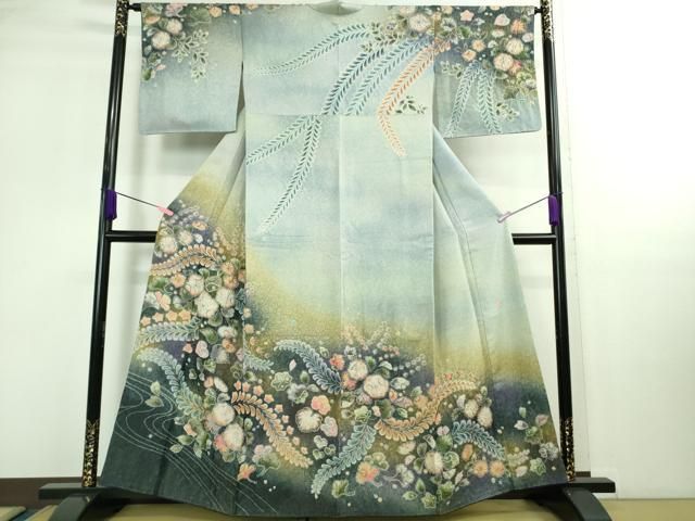 平和屋着物 上 染色作家 南雲恵 訪問着 辻が花 暈し染め 金通し地 DZAB0335kh5