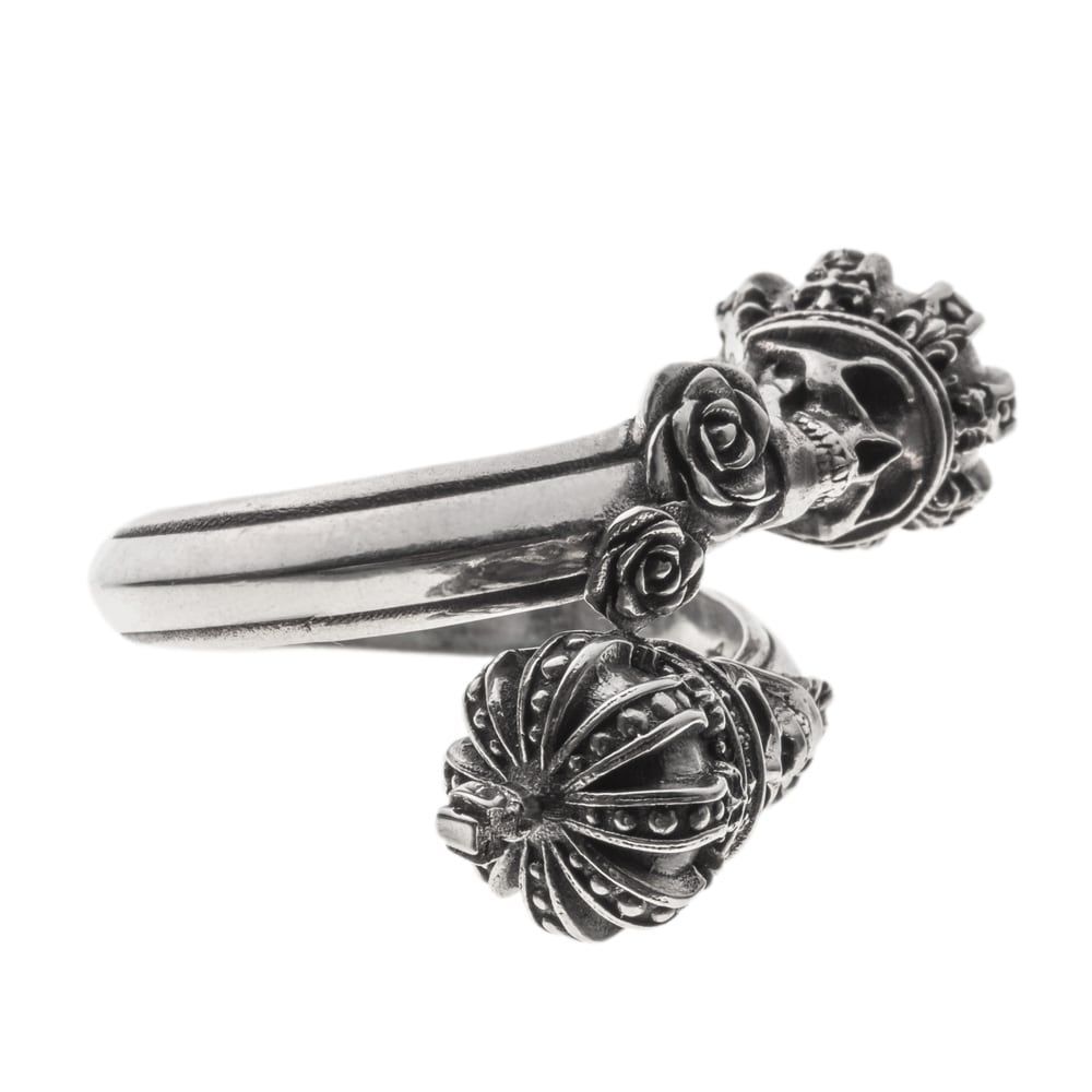 ツインスカルクラウンリング