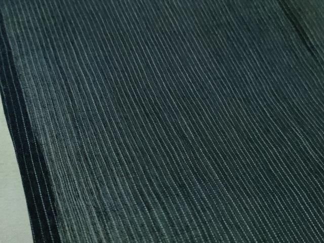 平和屋着物 上 夏物 男性 本場小千谷ちぢみ 麻 縞 濃藍色 kh 5
