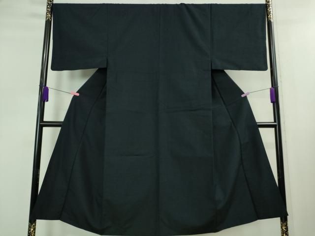 平和屋着物 上 男性 紬 アンサンブル 長羽織 色無地 藍鉄色 kh 5