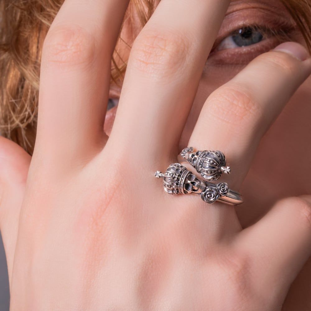 ツインスカルクラウンリング アルテミスキングス シルバー ジュエリーブランド