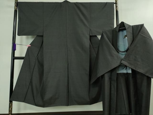 平和屋着物 上 男性 本場大島紬 アンサンブル 長羽織 亀甲柄 羊羹色地 羽裏 鷹 DZAB0408kh5