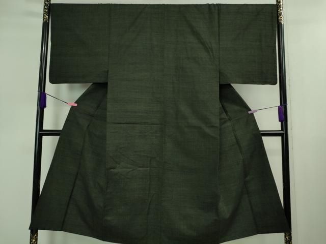 平和屋着物 上 男性 紬 アンサンブル 長羽織 色無地 仙斉茶色 kh 5