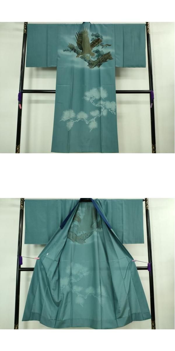 平和屋着物□極上 男性 お召 アンサンブル 長襦袢(無双仕立て)・長羽織