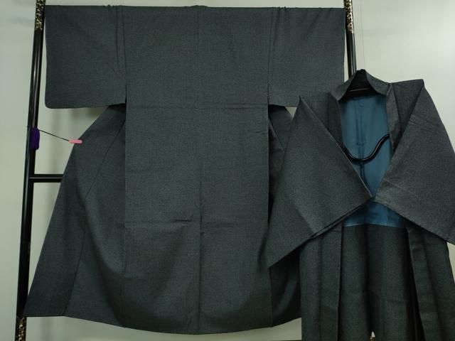 平和屋着物 上 男性 紬 アンサンブル 長羽織 濃紺地 DZAB0424kh5