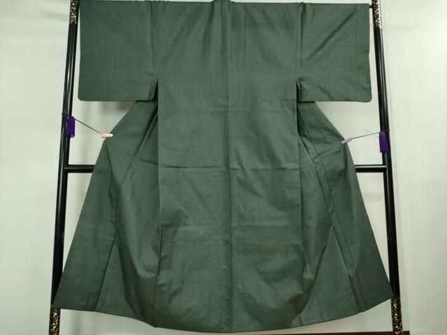 平和屋着物 上 男性 本場大島紬 アンサンブル 長羽織 100亀甲 総詰め 錆鉄御納戸色 羽裏 龍 kh 5