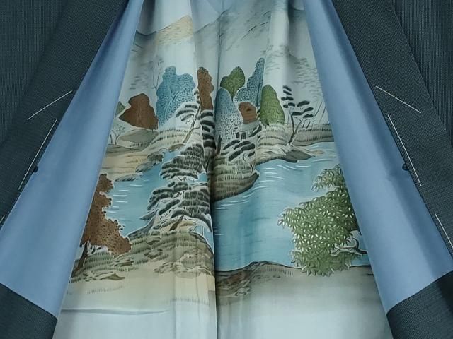 平和屋着物□極上 男性 本場大島紬 アンサンブル キングサイズ 長襦袢