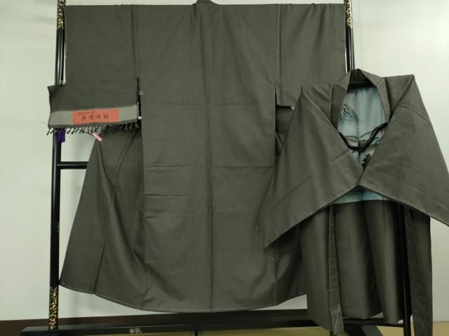 平和屋着物 上 男性 西陣 興嵯峨紬 アンサンブル 長羽織 証紙付き kh 5