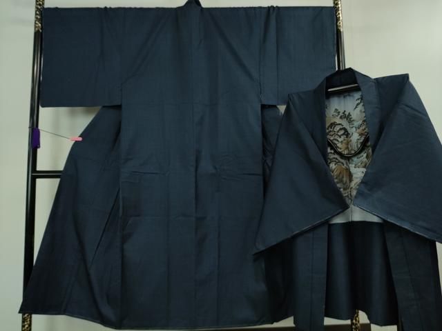 平和屋着物 上 男性 本場大島紬 アンサンブル キングサイズ 100亀甲 総詰め 濃藍色 ♥ DZAB0436kh5