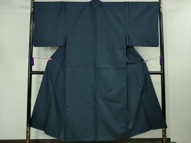 平和屋着物 上 男性 紬 アンサンブル 長襦袢 無双仕立て 長羽織セット 100亀甲 総詰め 濃藍色 羽裏 龍 kh 5