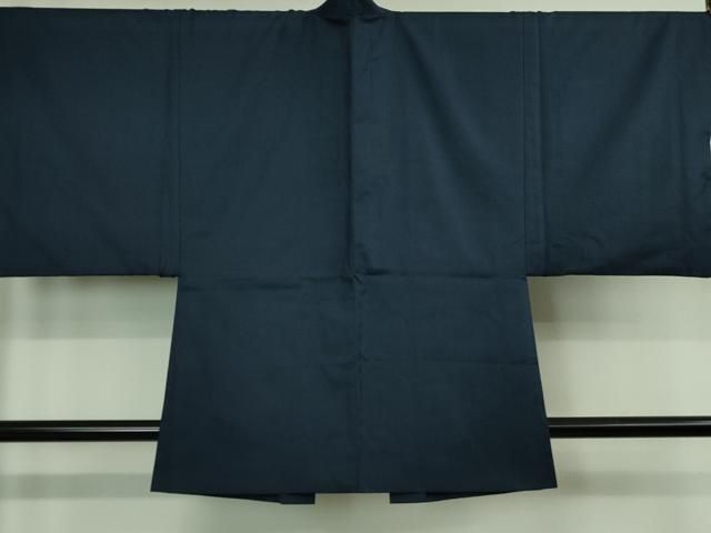 平和屋着物 上 男性 紬 アンサンブル 長襦袢 無双仕立て 長羽織セット 100亀甲 総詰め 濃藍色 羽裏 龍 kh 5