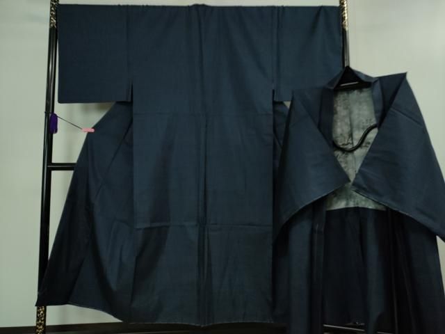 平和屋着物 上 男性 本場大島紬 アンサンブル 長羽織 100亀甲 総詰め 濃藍色 大丸扱い DZAB0440kh5