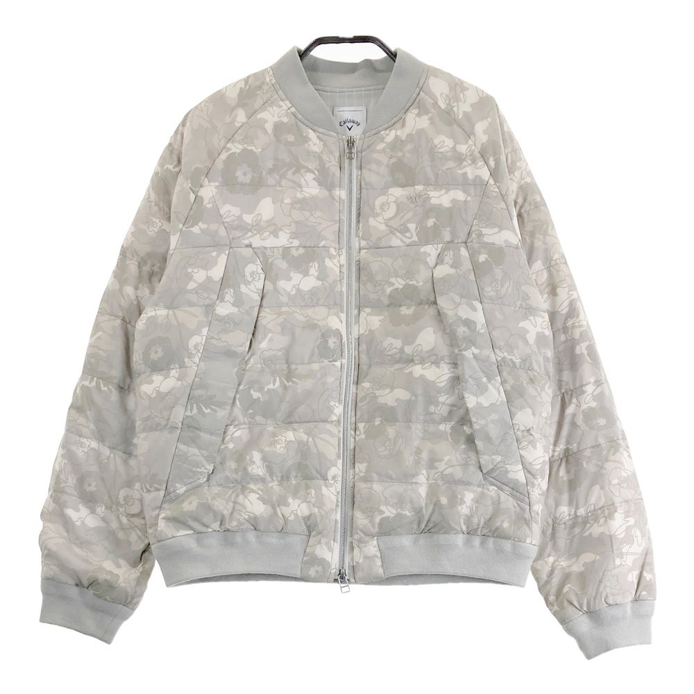 サイズ M CALLAWAY SELECT キャロウェイ セレクト 蓄熱 長袖ダウンジップジャケット 総柄 ベージュ系 240101411649 ゴルフウェア レディース ストスト