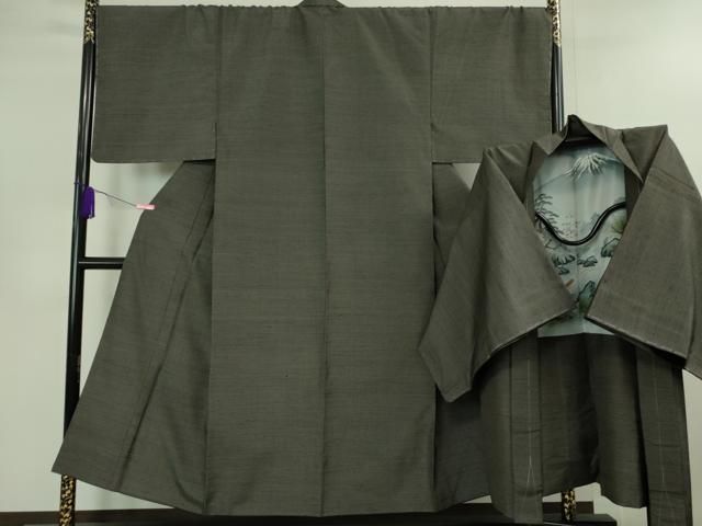 平和屋着物 上 男性 塩沢紬 アンサンブル キングサイズ 長羽織 110亀甲 DZAB0447kh5