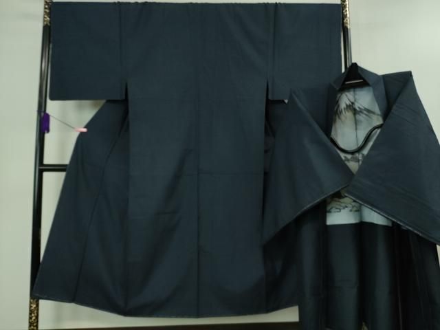 平和屋着物 上 男性 本場大島紬 アンサンブル 長羽織 濃藍色 ♥ DZAB0448kh5
