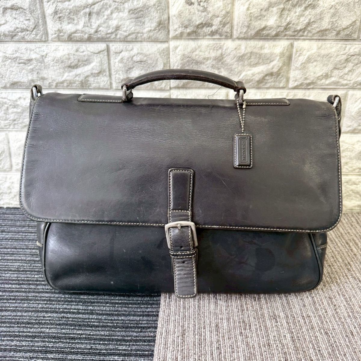 COACH コーチ 2way ビジネス ショルダーバッグ ブラック レザー 5208