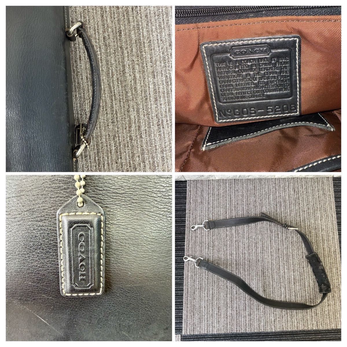 COACH コーチ 2way ビジネス ショルダーバッグ ブラック レザー 5208 