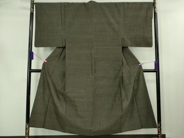 平和屋着物 上 男性 本場結城紬 重要無形文化財 アンサンブル 杢 長羽織 海松茶色地 kh 5